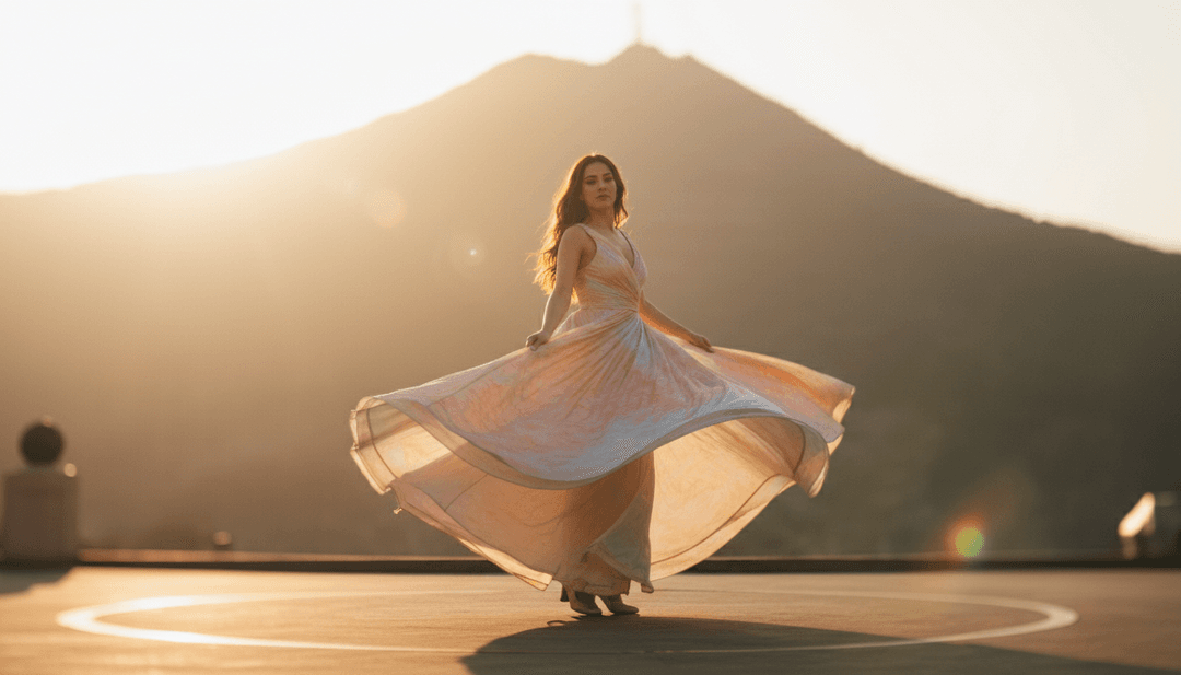 Um videoclipe de alta energia finalizado para "Blessings" sendo reproduzido em uma tela, cercado por criadores admiradores, enfatizando o empoderamento do usuário.