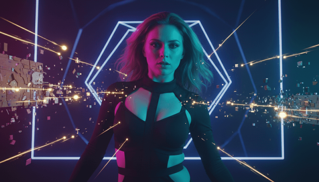 Trilhas de luz dinâmicas e nebulosas giratórias sincronizando perfeitamente com um poderoso drop de melodic house.