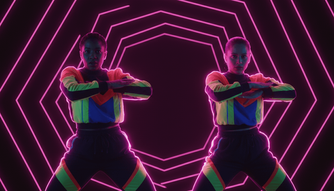 Representación visual abstracta de ondas sonoras y patrones rítmicos, simbolizando el análisis de la IA del tema 'Nanana' de Peggy Gou.