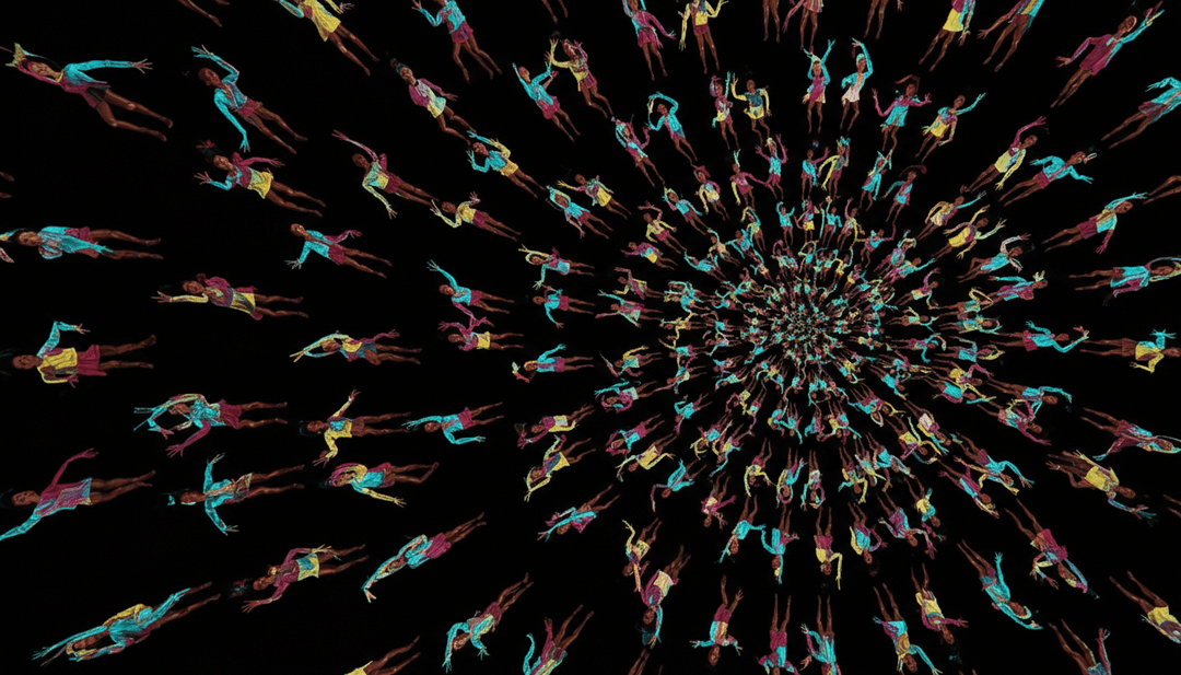 Una deslumbrante imagen final de un vídeo musical generado por IA para 'Nanana', mostrando la fusión de música y efectos visuales avanzados.