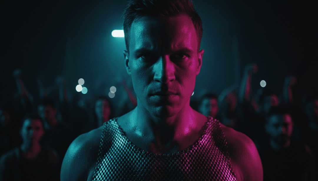 IA analysant les notes de musique deep house et R&B, visualisant un paysage sonore complexe d'ondes audio et d'imagerie conceptuelle.