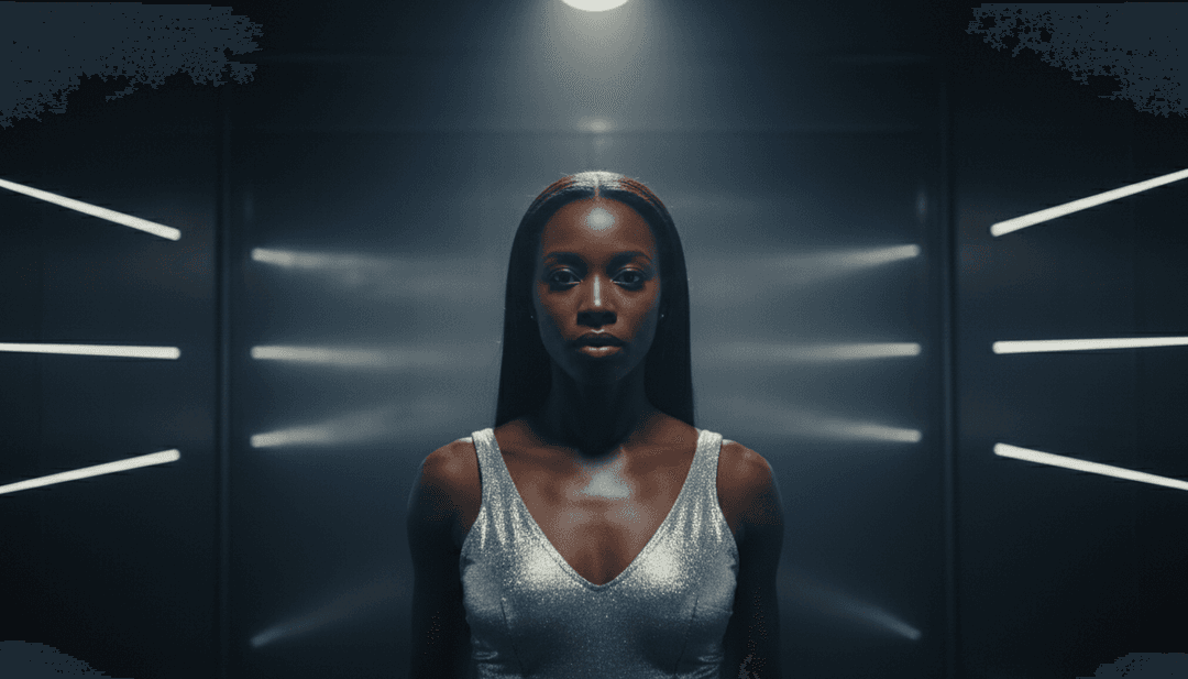 Abstrakte Visualisierung von Schallfrequenzen und rhythmischen Mustern aus Disclosure's 'She’s Gone, Dance On', die von einem KI-System analysiert werden.