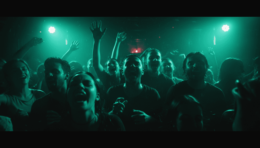 Eine lebendige, futuristische Oberfläche von freebeat.ai, die ein fertiges Musikvideo für 'She’s Gone, Dance On' zeigt, mit verschiedenen Bearbeitungsoptionen und einem 'Download'-Button, der kreative Ermächtigung symbolisiert.