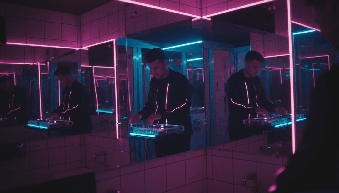 एक चमकती स्मार्टफोन स्क्रीन पर एक पेशेवर रूप से निर्मित, जीवंत संगीत वीडियो प्रदर्शित हो रहा है, जिसमें एक हाथ उससे बातचीत करने के लिए पहुंच रहा है, जो उपयोगकर्ता की रचनात्मकता और नियंत्रण का प्रतीक है।