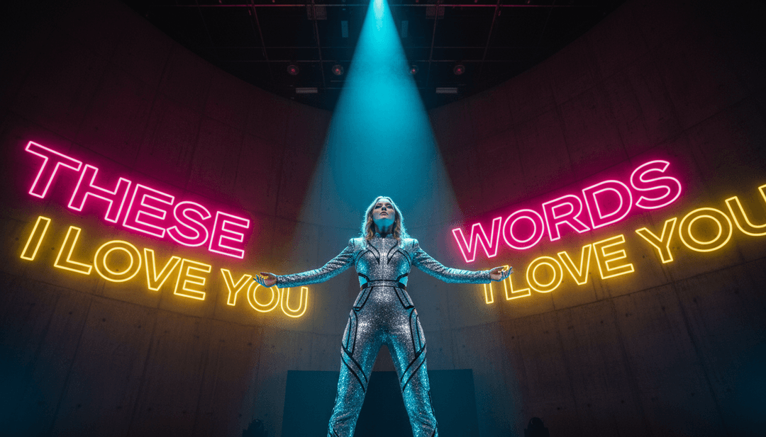 Un'interfaccia utente di freebeat.ai, che mostra un video musicale generato dall'IA per 'These Words' completo di varie opzioni di personalizzazione.