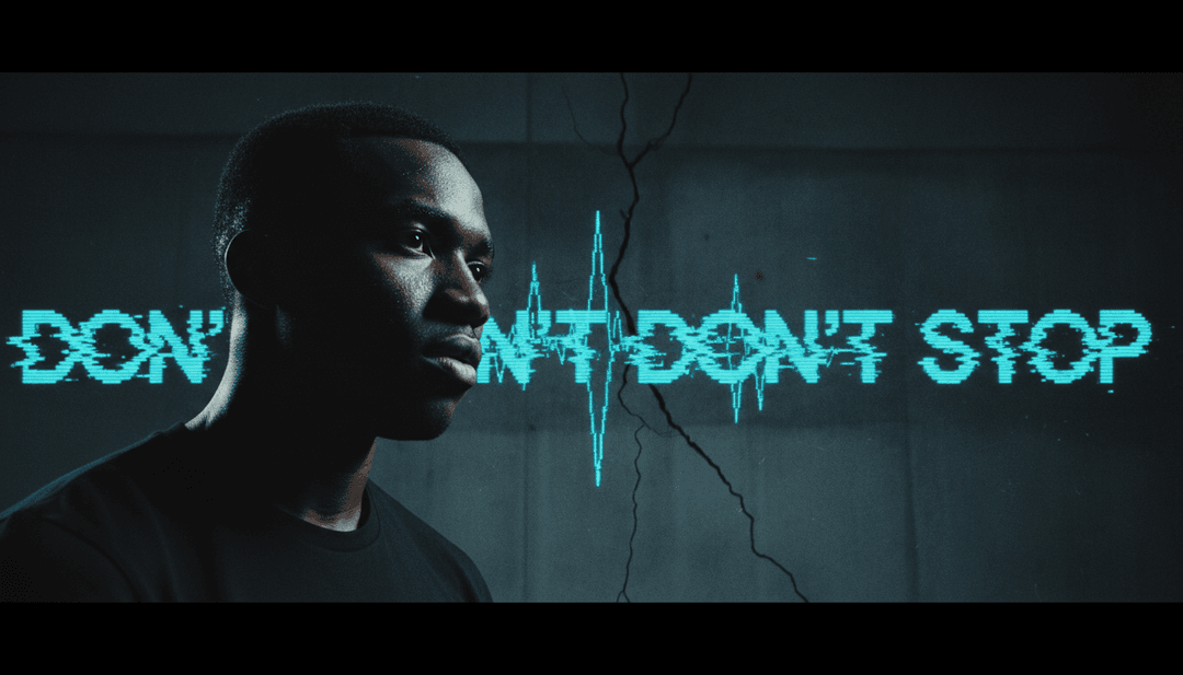 L'AI analizza onde sonore e pattern digitali, interpretando i dinamici beat house di 'Don't Stop' dei Prospa per la creazione visiva.