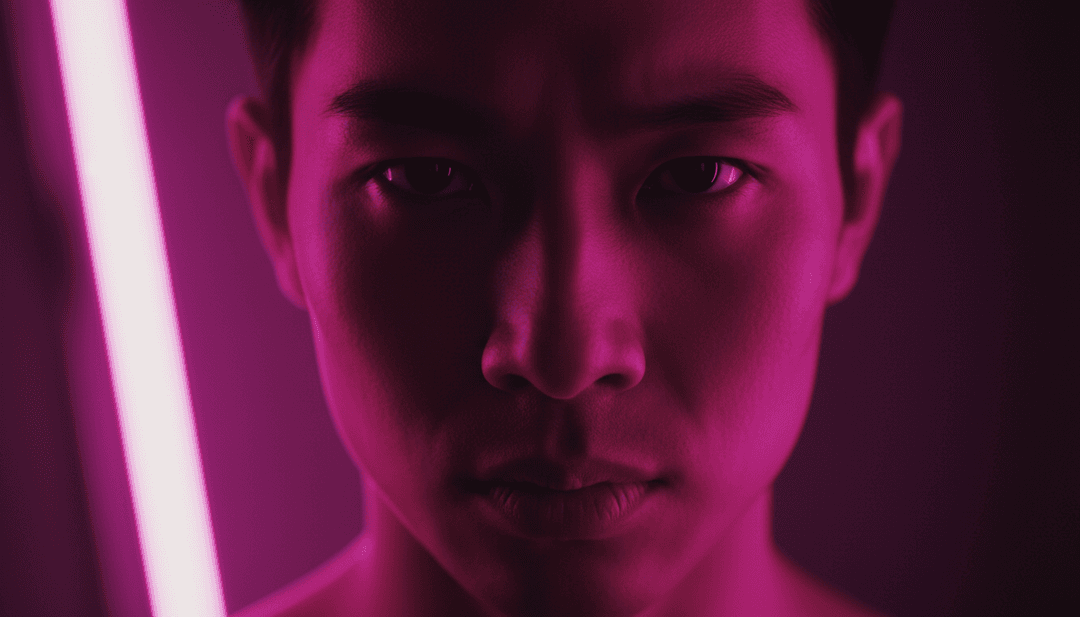 Un'immagine trionfante del video musicale finale e rifinito per 'Smack Yo'' di Beltran riprodotto su un grande schermo, circondato da elementi luminosi dell'interfaccia freebeat.ai, a simboleggiare il successo creativo e l'empowerment dell'utente.