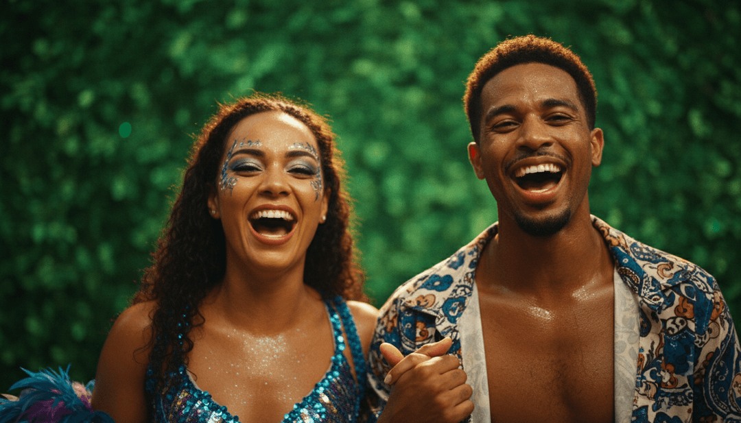 用戶使用Freebeat.ai平台為他們喜愛的Soca歌曲創作個性化音樂影片,展示一群多元化的朋友正在慶祝。