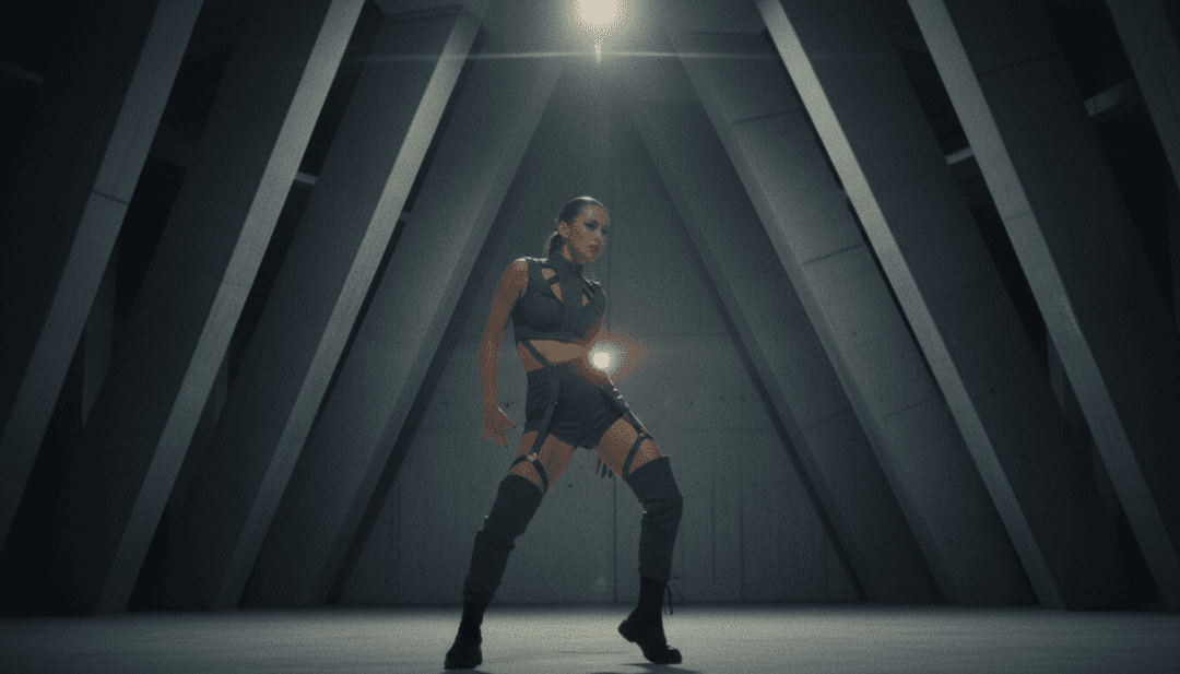 AI 诠释 Tate McRae 的“NOBODY'S GIRL”歌词中蕴含的情感深度和独立流行细微之处,用于音乐视频概念。