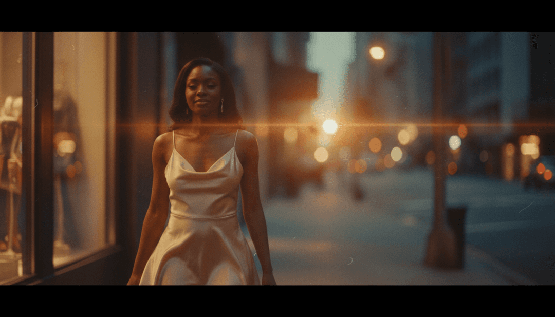 Visuels abstraits d'ondes sonores se transformant en mouvements de caméra doux, illustrant la transformation de l'audio en clip musical par un générateur de covers musicales IA.