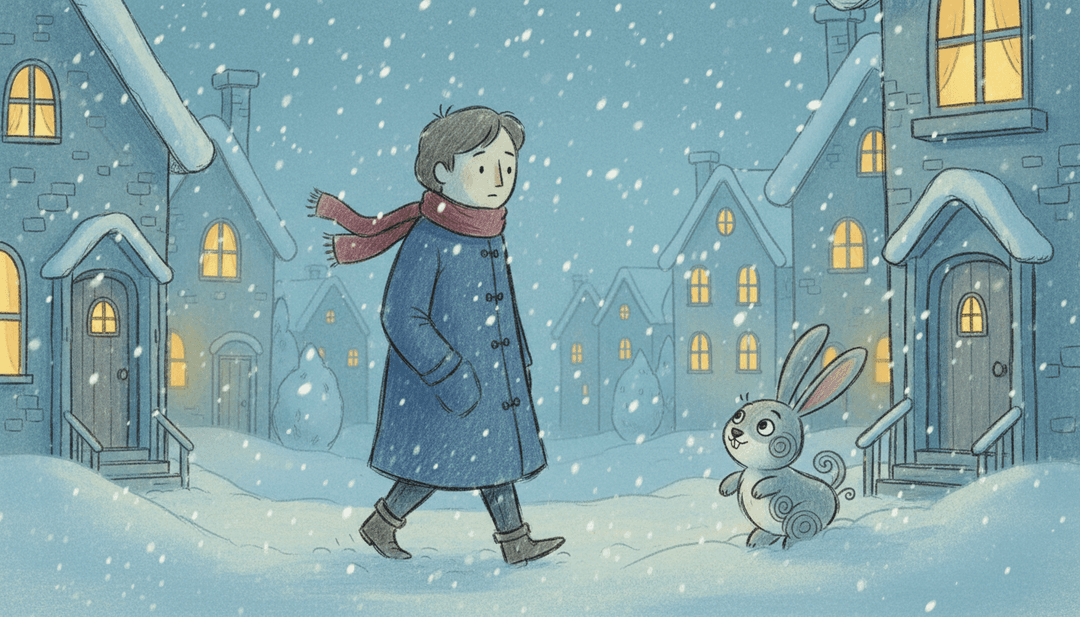 Lebendige KI-generierte Szenen eines verschneiten Weihnachtsdorfes mit einer Jazzband