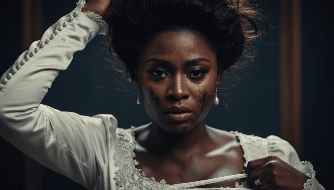 IA analizando ondas sonoras y letras para 'WHERE IS MY HUSBAND!' de RAYE, generando conceptos visuales iniciales para un video musical de R&B con freebeat.ai.