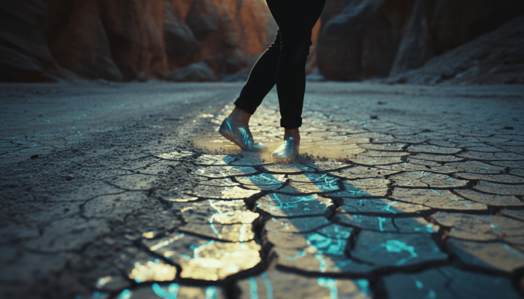 Cenários urbanos vibrantes em neon com rastros de luz fluindo, representando a tradução de música eletrônica em visuais.