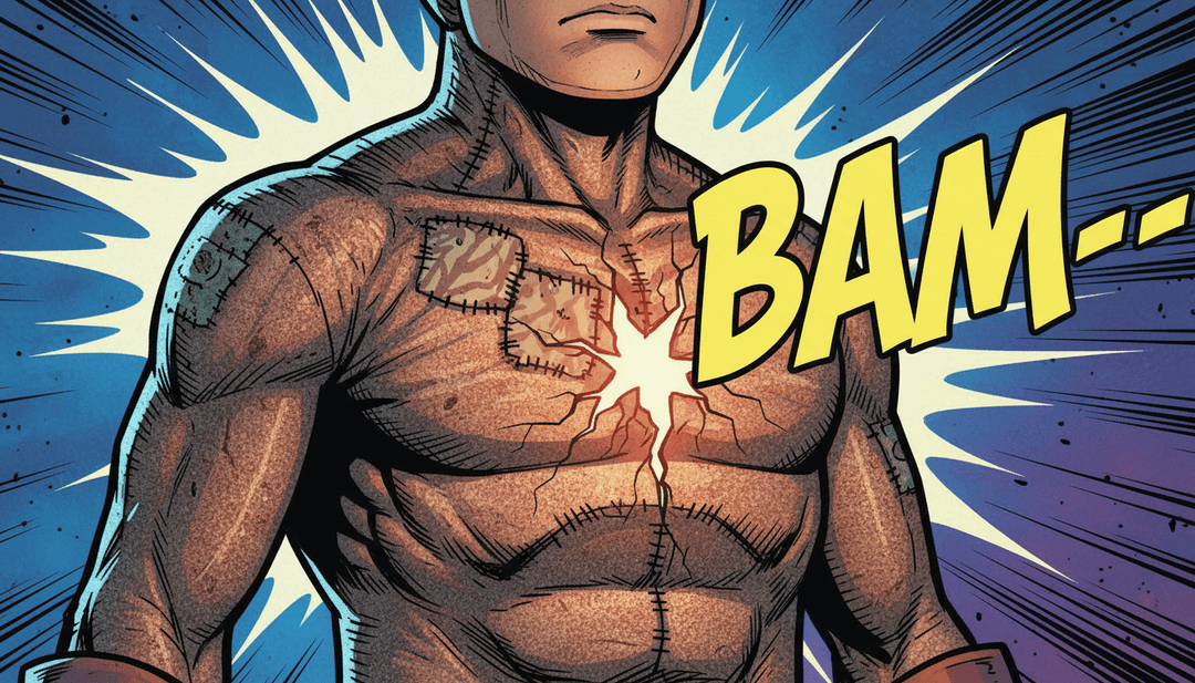 AI가 BTS의 Anpanman의 음파와 가사를 분석하여 회복력과 희생과 같은 주제적 요소를 보여주는 추상적인 표현.