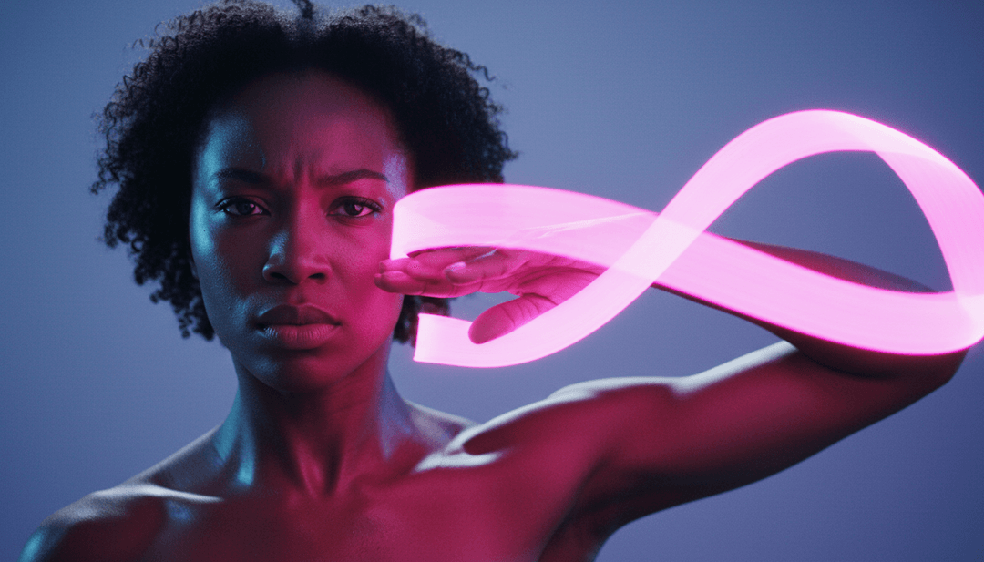 Secuencia visual dinámica que muestra una forma de onda de audio digital transformándose en una vibrante escena de video musical, con un bailarín silueteado contra un telón de fondo colorido.