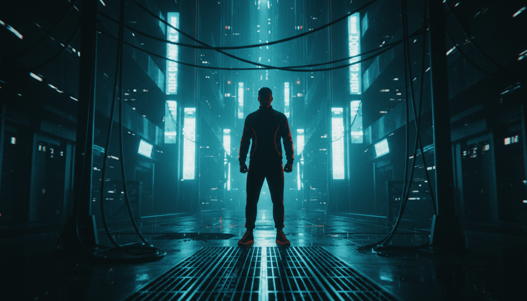 Visualizador vibrante generado por IA para 'Gone Gone Gone', mostrando patrones de luz dinámicos sincronizados con ritmos dance-pop y una fusión de estéticas electrónicas y emotivas.