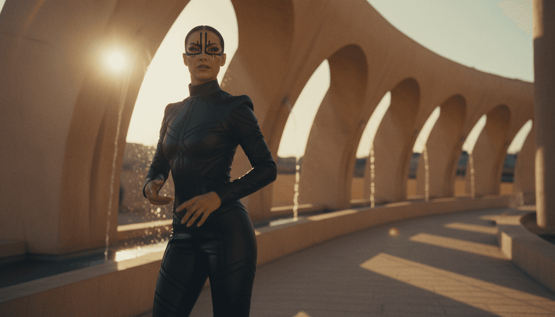 대형 화면에서 재생되는 'APT.'의 완성된 고품질 AI 생성 뮤직 비디오로, 활기찬 K-pop 안무와 세련된 도시 장면을 보여주며 행동 유도 오버레이가 있습니다.