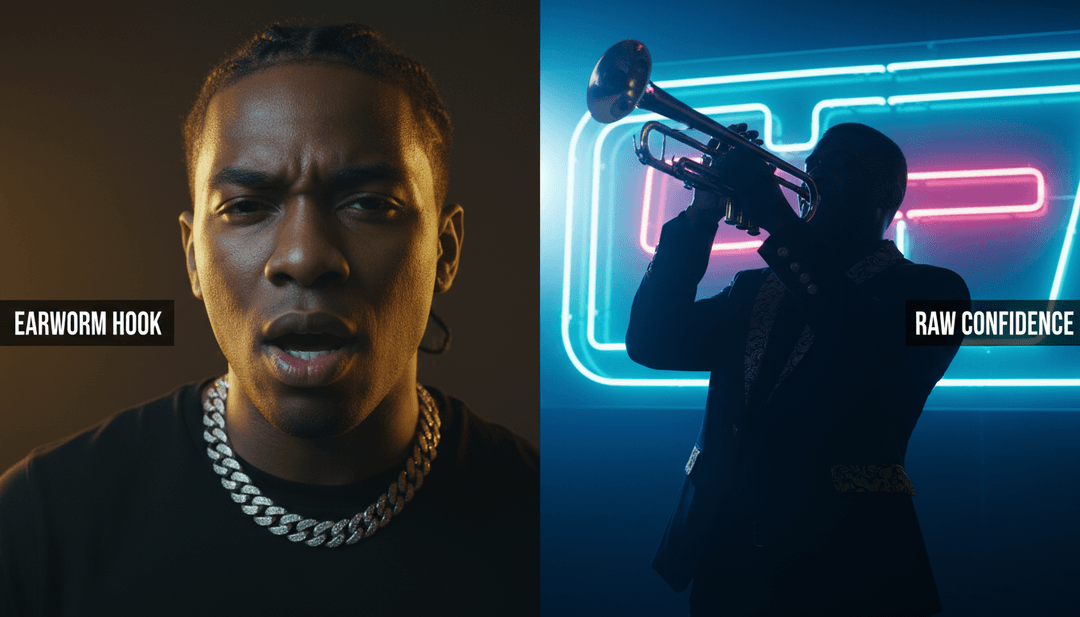 Ein fertiges, hochwertiges Musikvideo zu 'Hard Earned Money' von Kenzie Vois, das die kreative Leistung von freebeat.ai demonstriert.