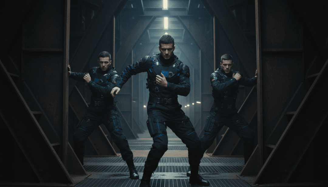 Visuels dynamiques générés par IA synchronisés avec le rythme K-Pop de Golden, montrant des motifs lumineux abstraits, des mouvements de personnages et des transitions de scènes représentant la progression de la chanson.