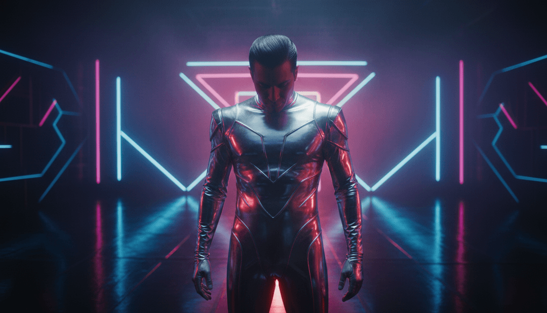 音波が洗練された現代的な夜の都会の通りに変換され、ネオンライトが脈動し、「Todo De Ti」のロマンチックなレゲトン調の雰囲気を捉えた抽象的な視覚化。