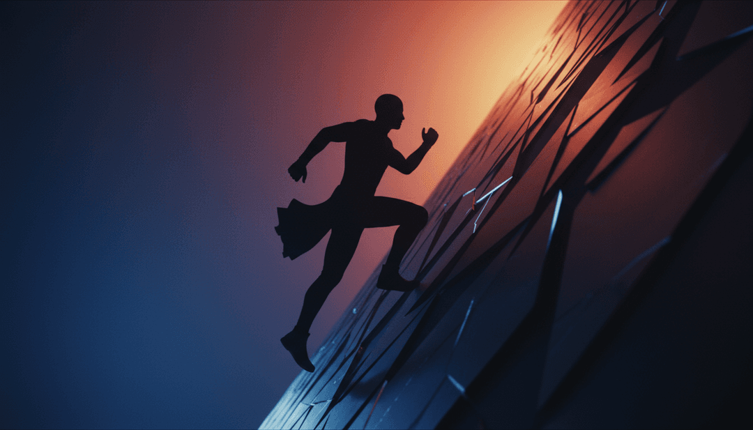 Cenas dinâmicas geradas por IA representando um caminho na floresta, uma figura solitária sob um vasto céu e elementos mágicos sutis, tudo sincronizado com o crescendo de "Runaway".