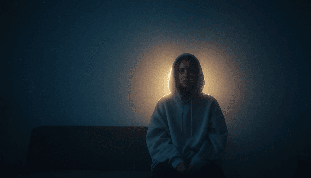 IA interpretando a profundidade emocional das letras e melodias acústicas de 'SNAP' de Rosa Linn, representadas por ondas sonoras e gráficos emocionais.