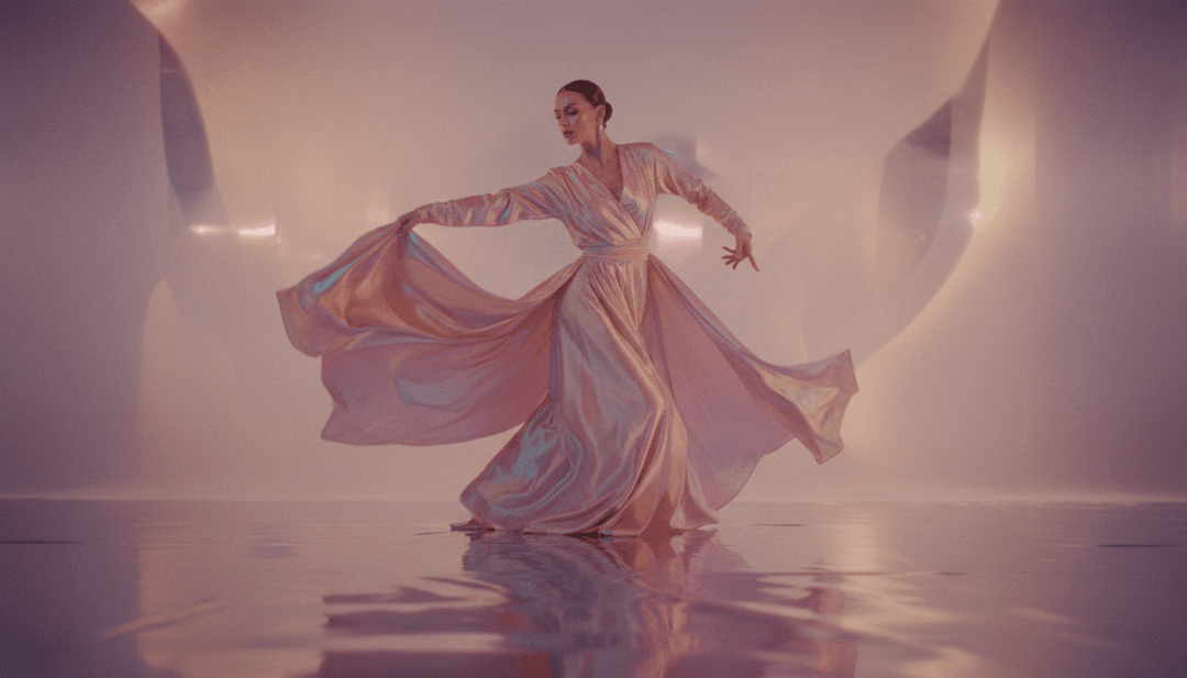 Visuels générés par l'IA dépeignant un paysage onirique et surréaliste aux couleurs douces et fluides, inspirés par la chanson telepatía.