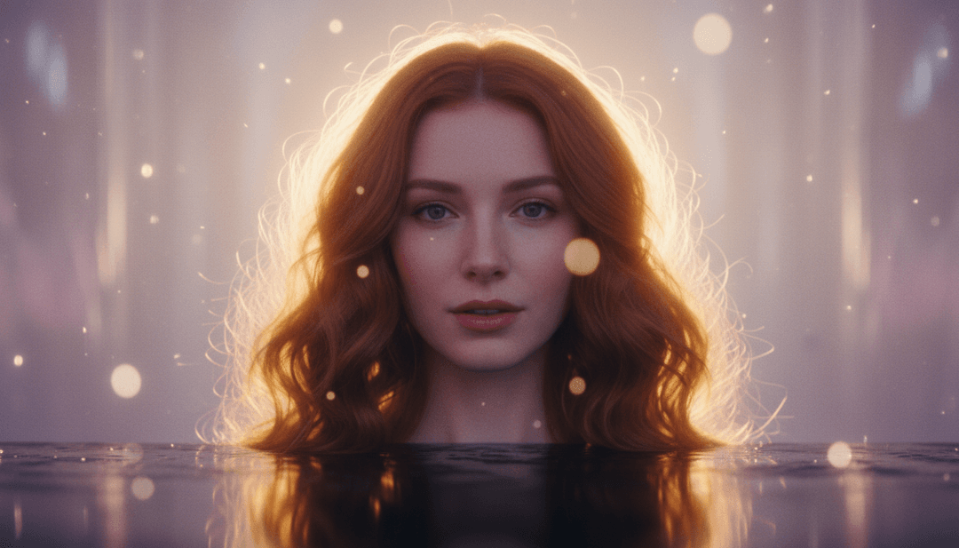 Visuels dynamiques d'une silhouette gracieuse évoluant dans une scène de lumières éclatantes et de poussière cosmique, représentant les transitions fluides de telepatía.