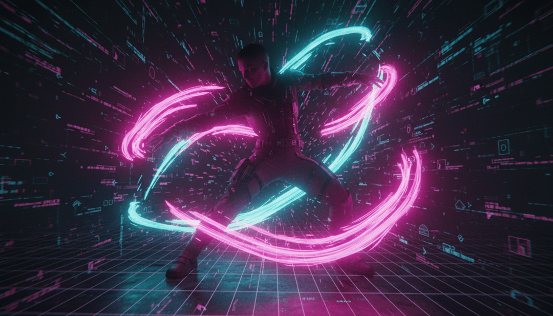 Visuels dynamiques de néons changeants, d'une piste de danse et d'une horloge qui tourne, parfaitement synchronisés au rythme de 'Bad Habits' de Ed Sheeran.