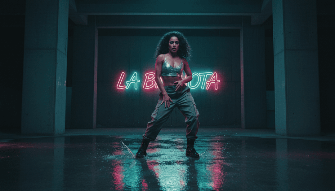 KAROL G के PROVENZA से प्रेरित धूप में नहाई हुई समुद्र तट, गोधूलि में शहर के दृश्यों और एक दर्शनीय मार्ग पर चलती हुई परिवर्तनीय कार का गतिशील असेंबल।