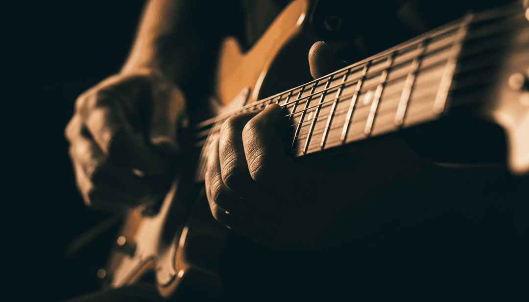 IA analisando o riff de guitarra e os vocais de Axl Rose de Guns N' Roses' "Sweet Child O' Mine" para gerar conceitos visuais.