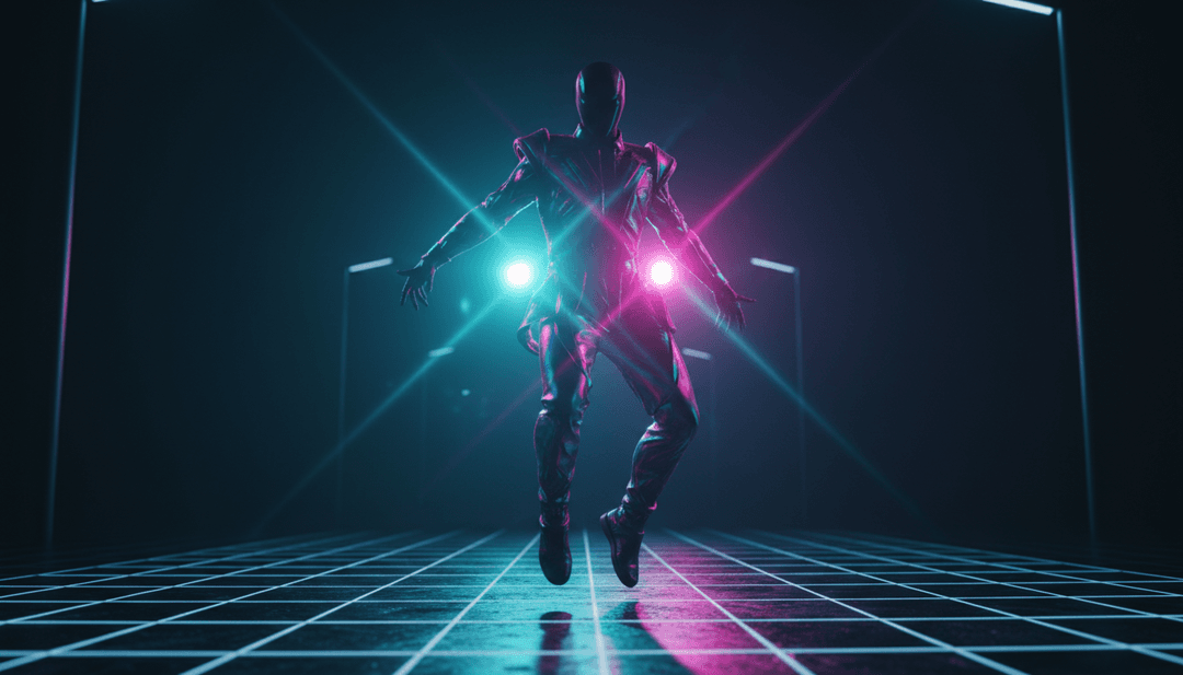 AI द्वारा उत्पन्न गतिशील संगीत वीडियो दृश्य, जिसमें Levitating के लिए डिस्को बॉल, तारों वाली रातें और नाचते हुए आंकड़े शामिल हैं