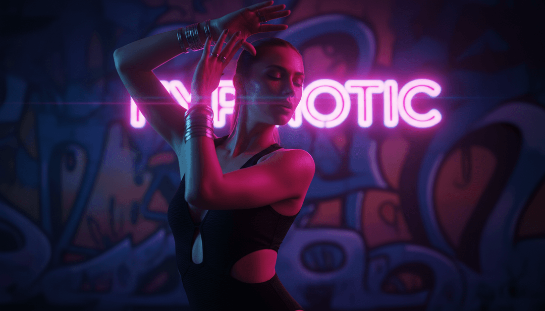 Abstrakte visuelle Darstellung von Schallwellen, die sich in eine surreale Landschaft für das "Goosebumps - Remix" KI-Video verwandeln.