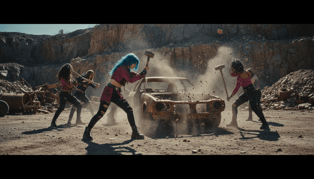 Des visuels dynamiques générés par freebeat.ai montrant des scènes de rue audacieuses et des gros plans émotionnels, parfaitement synchronisés avec le rythme d'abcdefu de GAYLE.