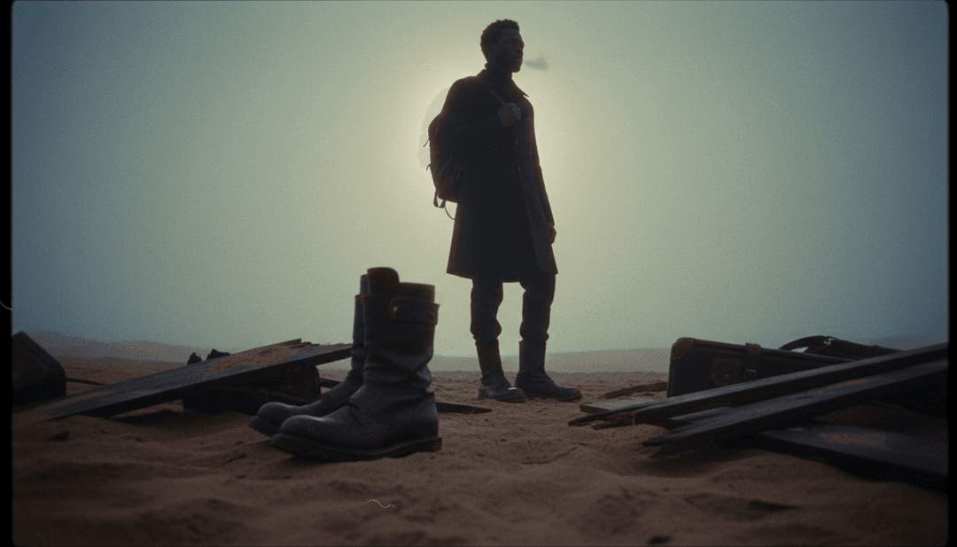 एआई एक भावपूर्ण ट्रैक की ध्वनि तरंगों और संगीत नोट्स का विश्लेषण कर रहा है, शहरी रोशनी और आत्मनिरीक्षण के मूड की कल्पना कर रहा है।