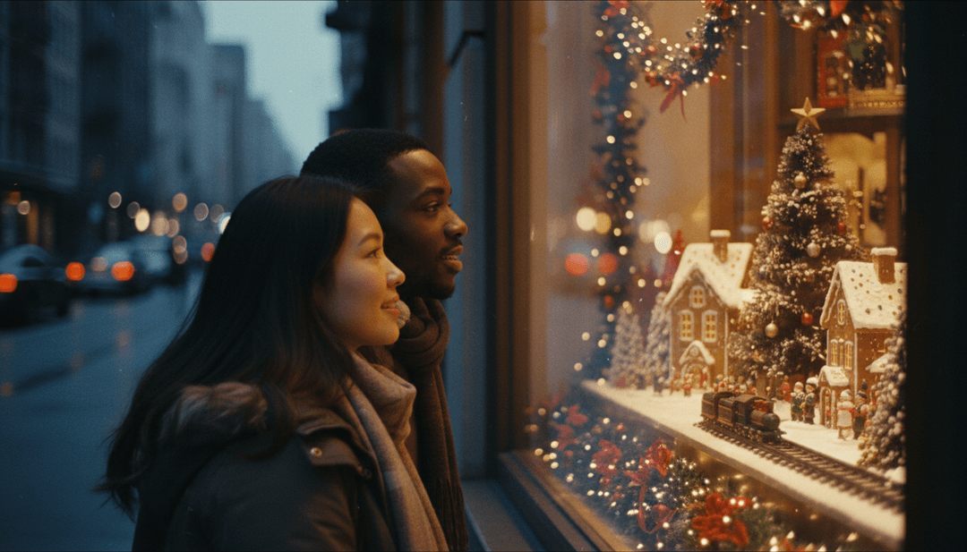 사용자가 Freebeat.ai를 사용하여 축제 오버레이와 함께 자신만의 크리스마스 뮤직 비디오를 즐겁게 만드는 모습.