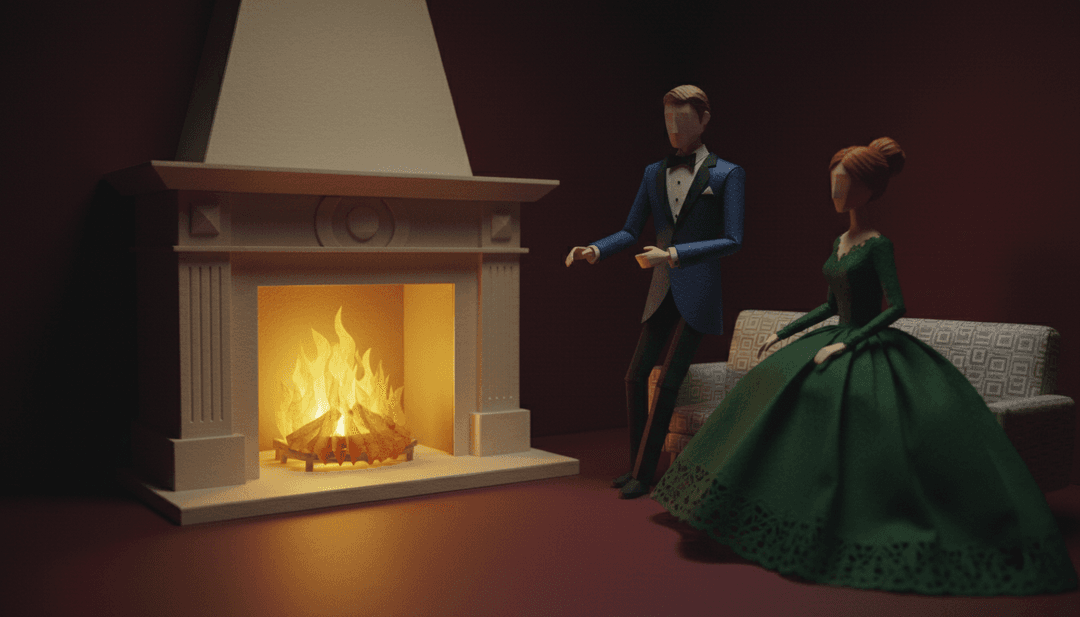 L'IA traduit les instruments en cuivre et les grelots de Jingle Bells en scènes animées de célébrations festives et de chutes de neige.