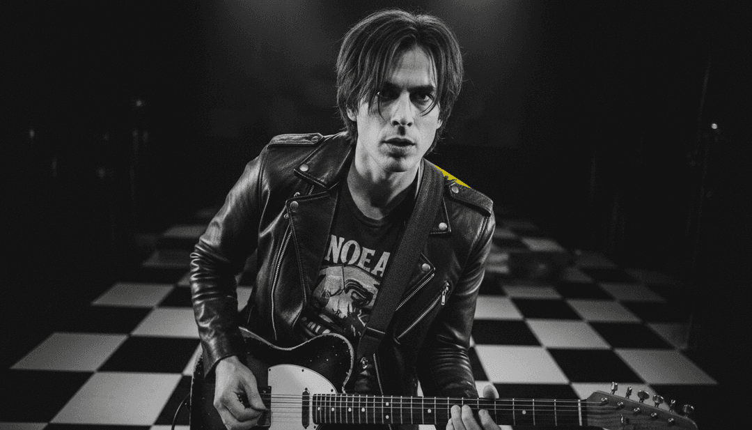 Visuals, die Rudolph über einer verschneiten Stadt fliegen zeigen, übergehend zu Szenen einer Rockabilly-Band, die Weihnachtsmusik spielt, generiert von KI