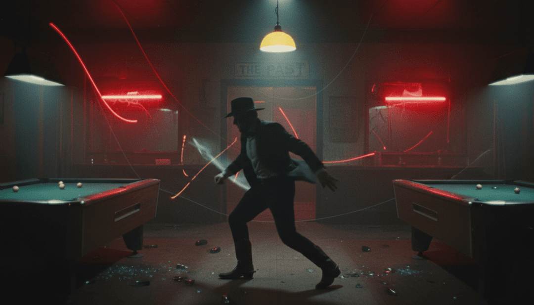 'What Kinda Man' से ध्वनि तरंगों का एनिमेटेड दृश्य प्रतिनिधित्व जो खुले रास्तों, विचारशील दृश्यों और एक संगीत वीडियो के लिए गर्म, मिट्टी के रंगों जैसे विविध दृश्य तत्वों में बदल रहा है।