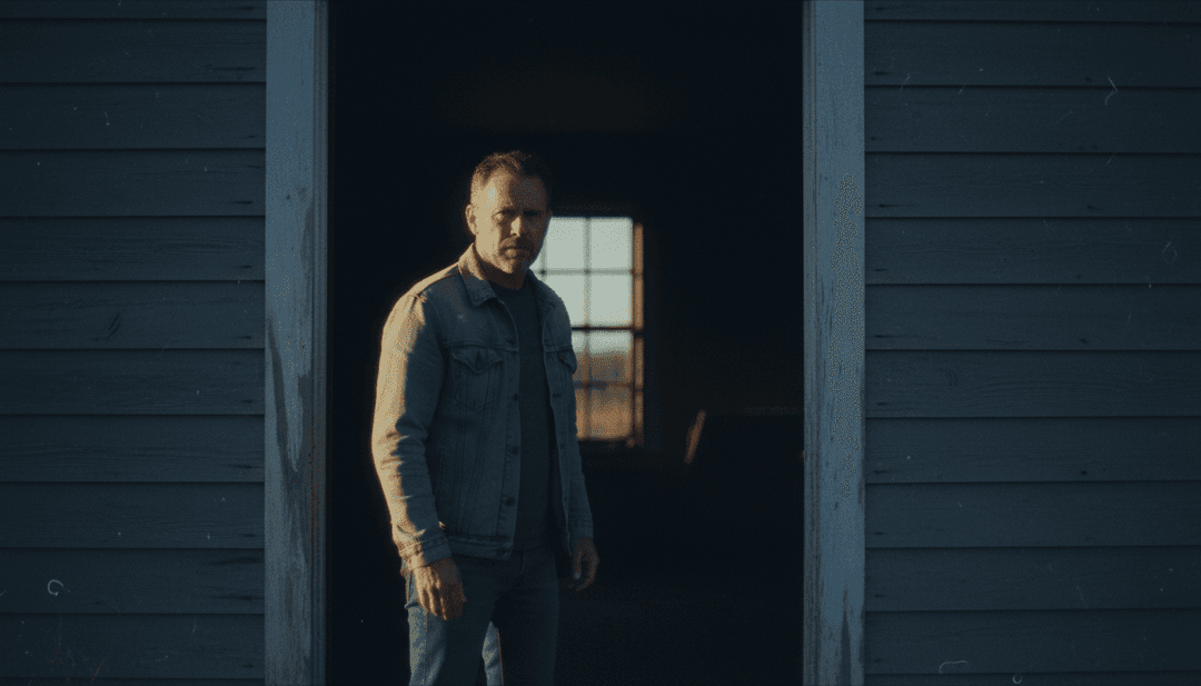 एक AI सिस्टम जो Gavin Adcock के 'Last One To Know' के एक जटिल ऑडियो वेवफॉर्म का विश्लेषण कर रहा है और इसे धूल भरी सड़कों और उदास सूर्यास्त के दृश्य रूपांकनों में बदल रहा है।