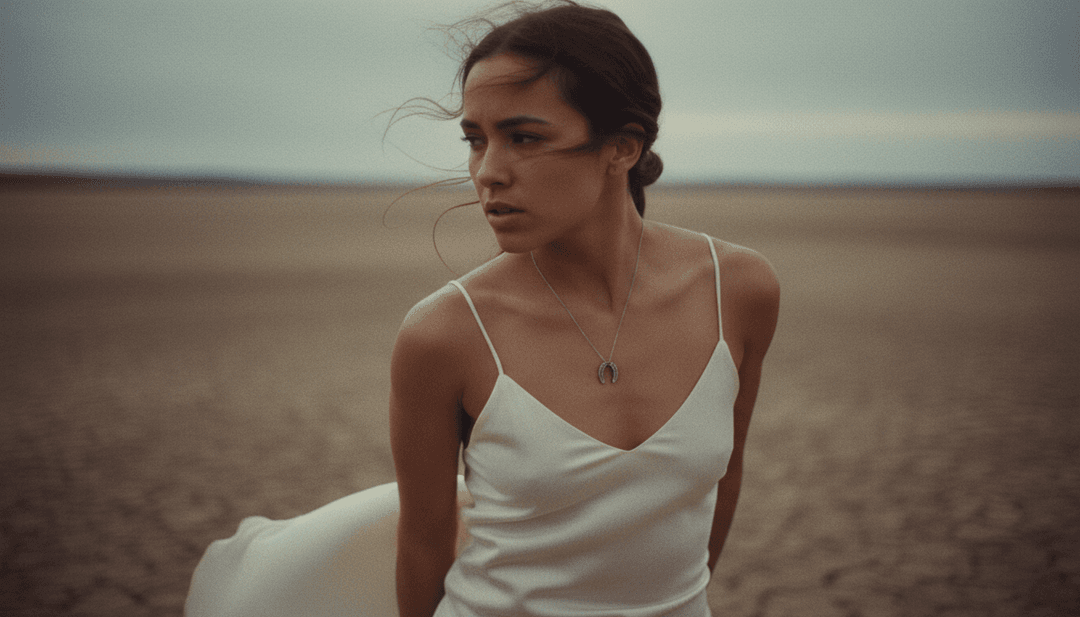 Une représentation visuelle abstraite de « HORSESHOE » de Tate McRae, avec des ondes sonores scintillantes et des signaux émotionnels subtils, générée par IA.