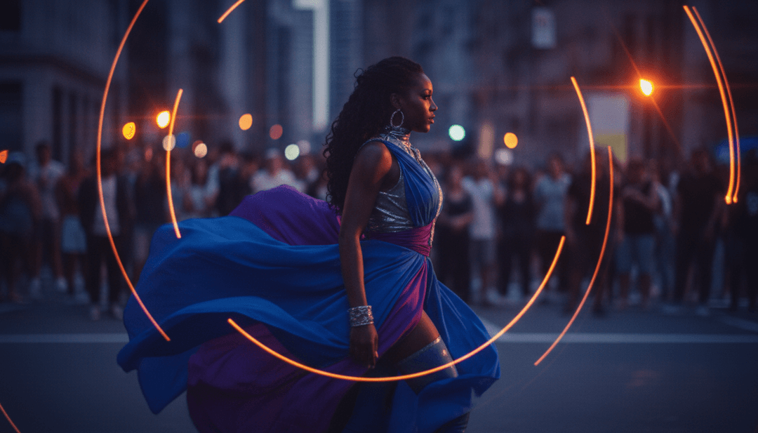 Dynamische visuelle Szenen, generiert von freebeat.ai für das 'Safe'-Musikvideo, die urbane Landschaften und kraftvolle Choreografie zeigen.