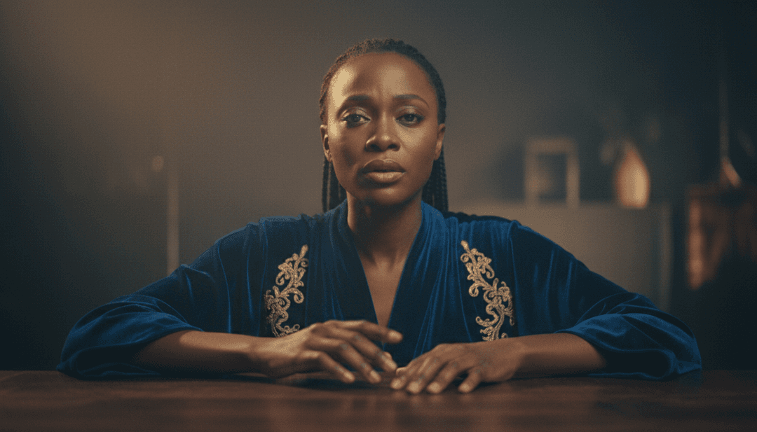 एक उपयोगकर्ता के हाथ स्क्रीन पर एक चमकते इंटरफ़ेस के साथ बातचीत कर रहे हैं, जो Olivia Dean के गीत के लिए एक व्यक्तिगत म्यूजिक वीडियो बना रहे हैं, रचनात्मक उपकरणों से घिरा हुआ।