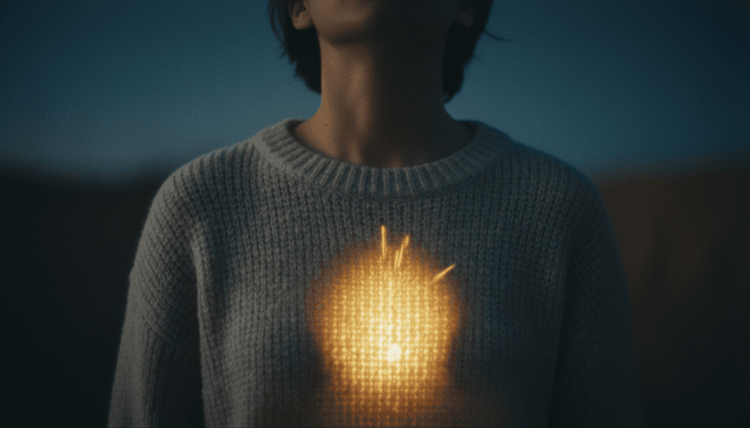 Eine Montage von KI-generierten visuellen Elementen, die sanfte Wellen, Sternenlicht und schimmernde Texturen zeigen, in Harmonie mit der akustischen Gitarre und dem Gesang des Liedes.