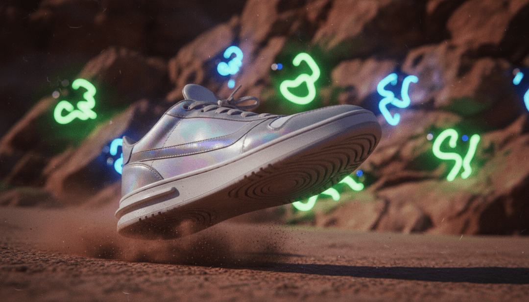 एक विजयी कलाकार अपने नए जनरेट किए गए AI म्यूजिक वीडियो को अपने हिप-हॉप ट्रैक के लिए देख रहा है, जिसमें जीवंत दृश्य और मुफ्त कैप्शन हैं।