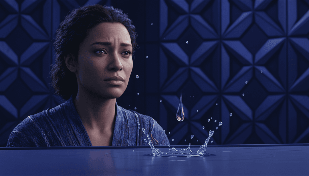 Dynamische Visualisierungen von Licht, das von Schallwellen ausgeht und sich in Szenen verwandelt, inspiriert von „Rescue“.