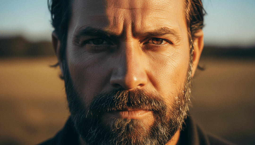 IA analysant la musique blues rock et americana, visualisant un paysage accidenté avec une figure solitaire, reflétant le thème de 'Man Of His Word'.