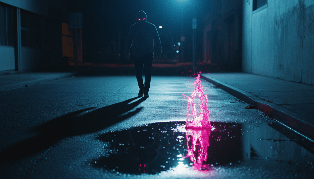 R&B 보컬 라인을 소용돌이치는 연기로, 베이스 드롭을 맥동하는 빛 패턴으로 변환하며 4batz와 Leon Thomas 이미지를 담은 역동적인 비주얼라이저.