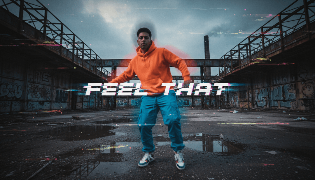 IA analisando ondas sonoras e letras de 'Take Me Thru Dere', gerando visuais conceituais de hip-hop.