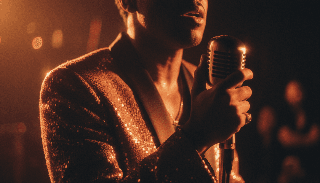 Scènes animées dynamiques représentant une voiture classique roulant au coucher du soleil, des néons clignotants et un musicien en silhouette sur une scène enfumée, le tout en synchronisation avec un rythme blues rock soulful.